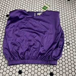 The pants store Purple Satin Sleeveless Top with shoulder pads size medium